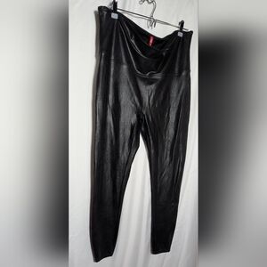 Women's Spanx Faux Leather Pebbled Legging Faux‎ Black Leather Sheen | Size 3X